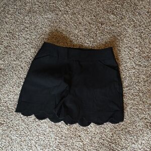 Cato Black High Waist Scalloped Hem Shorts